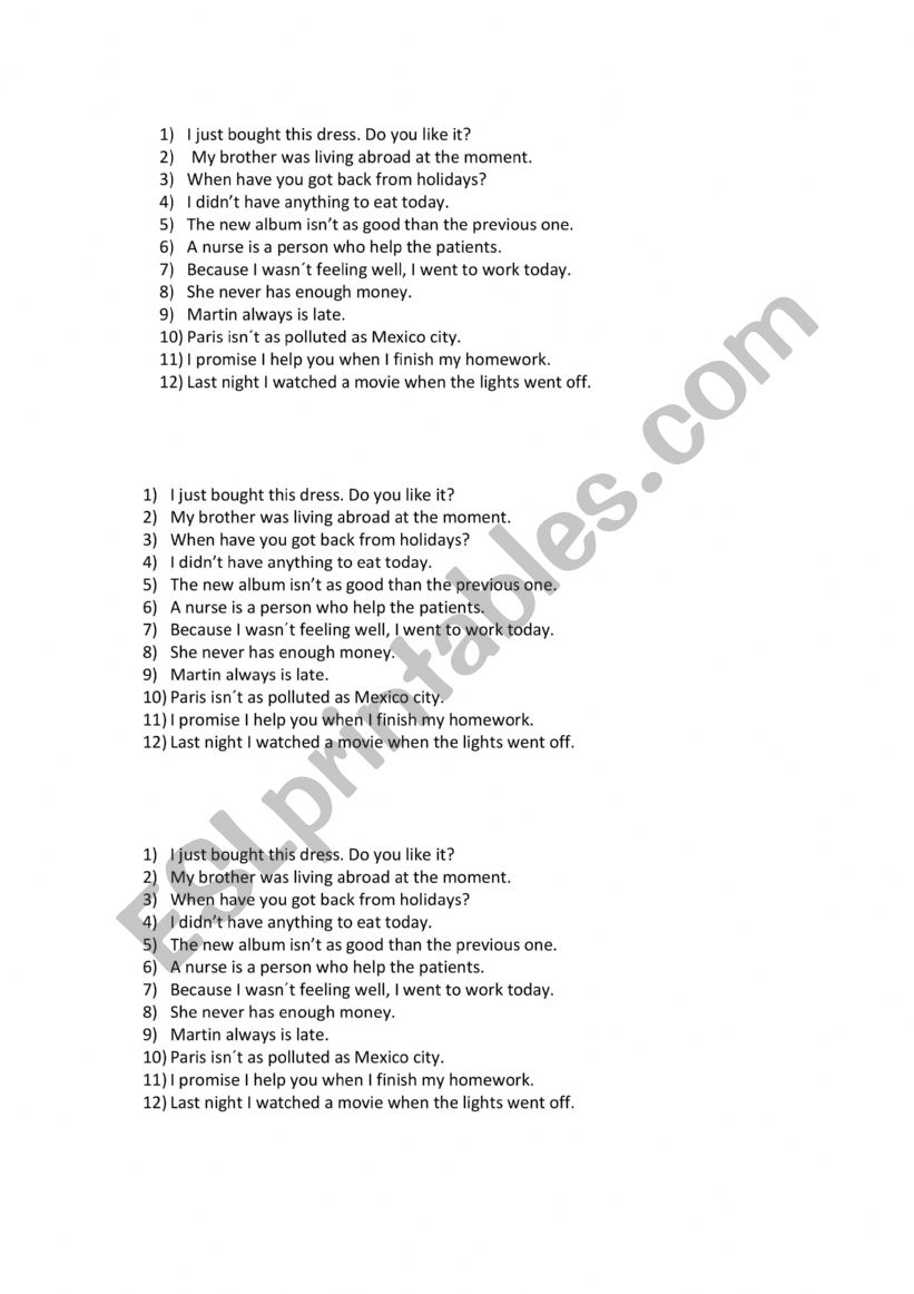 Grammar auction worksheet