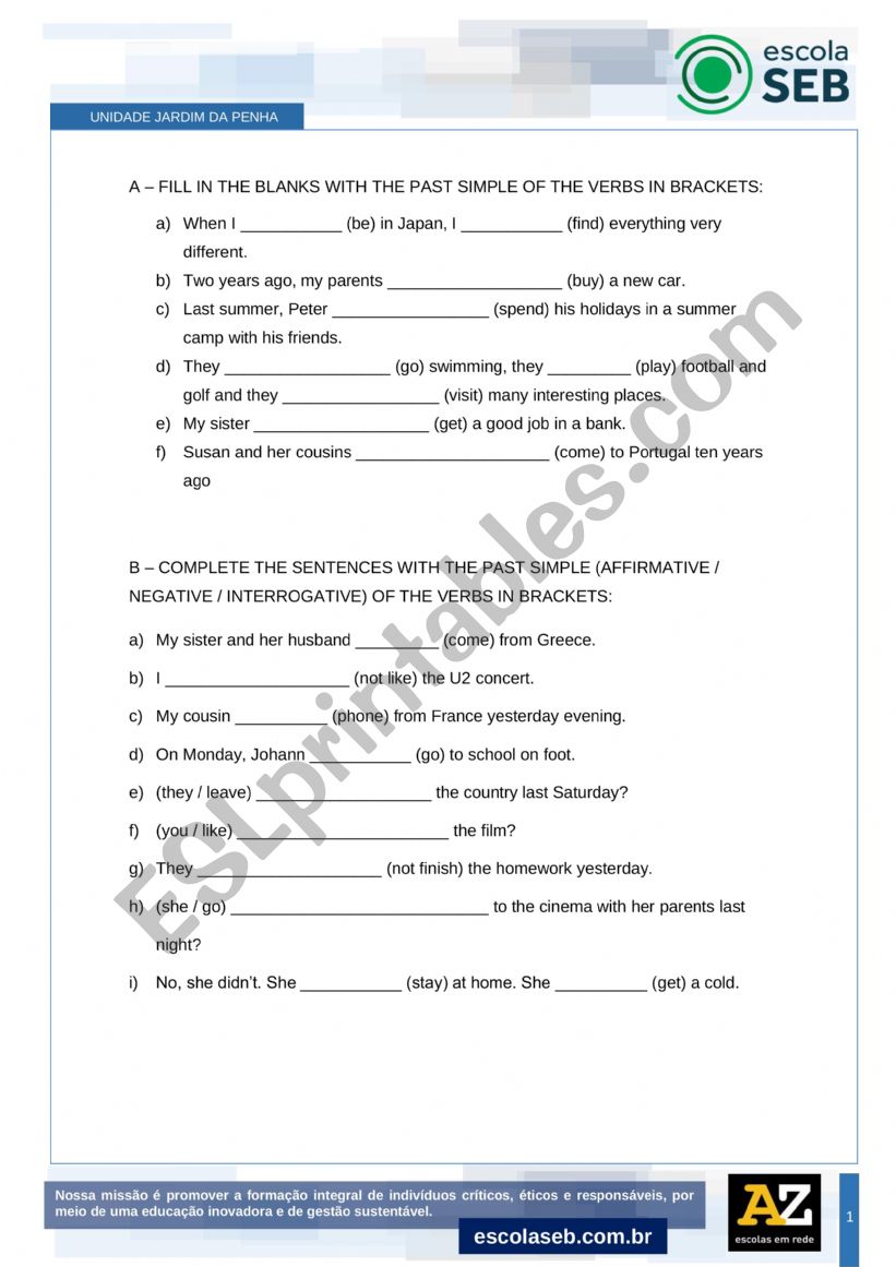 Past Simple Exercise worksheet