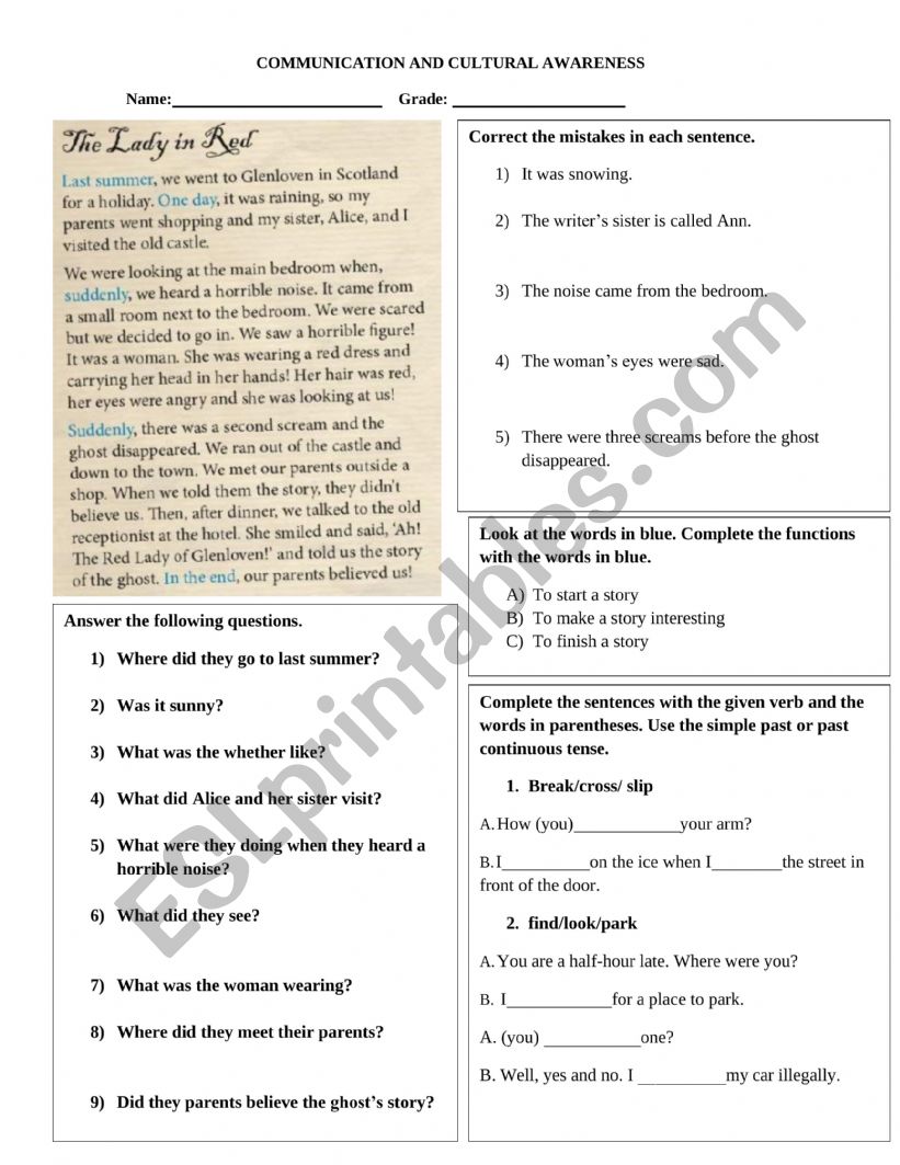 Lady worksheet