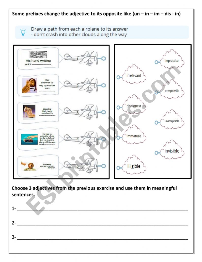 negative prefixes worksheet