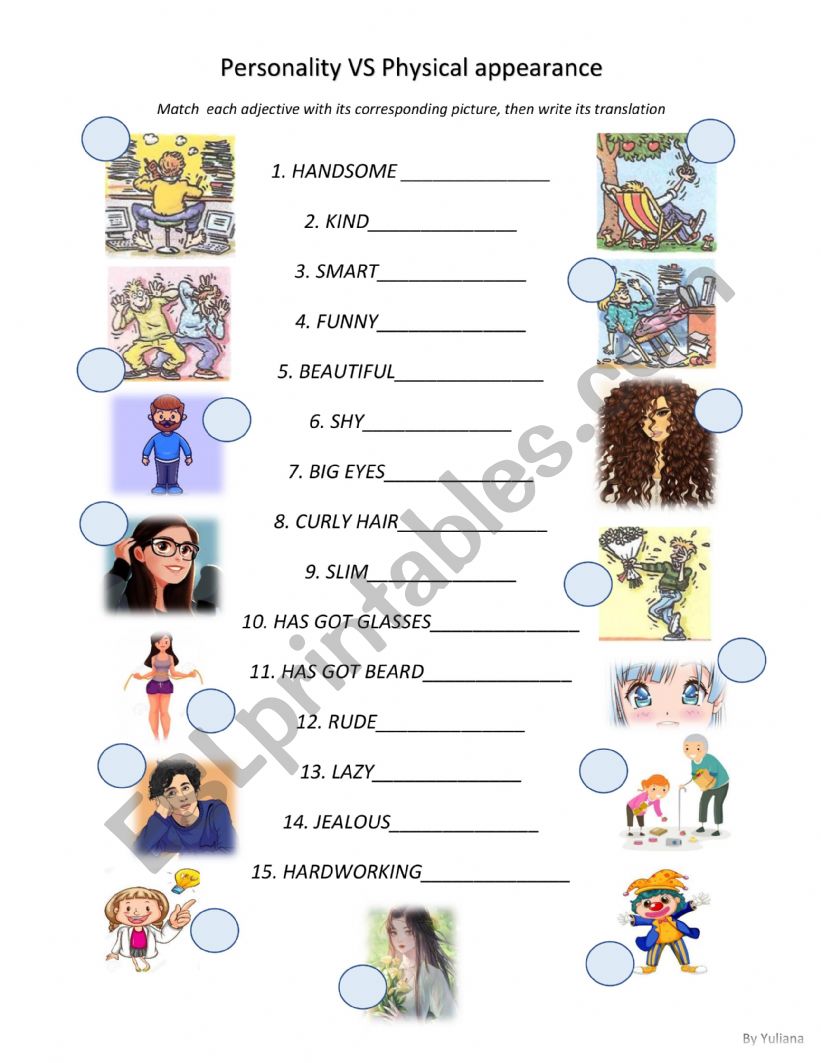 Adjectives Personality VS Physical Appearance ESL Worksheet By Yuli g