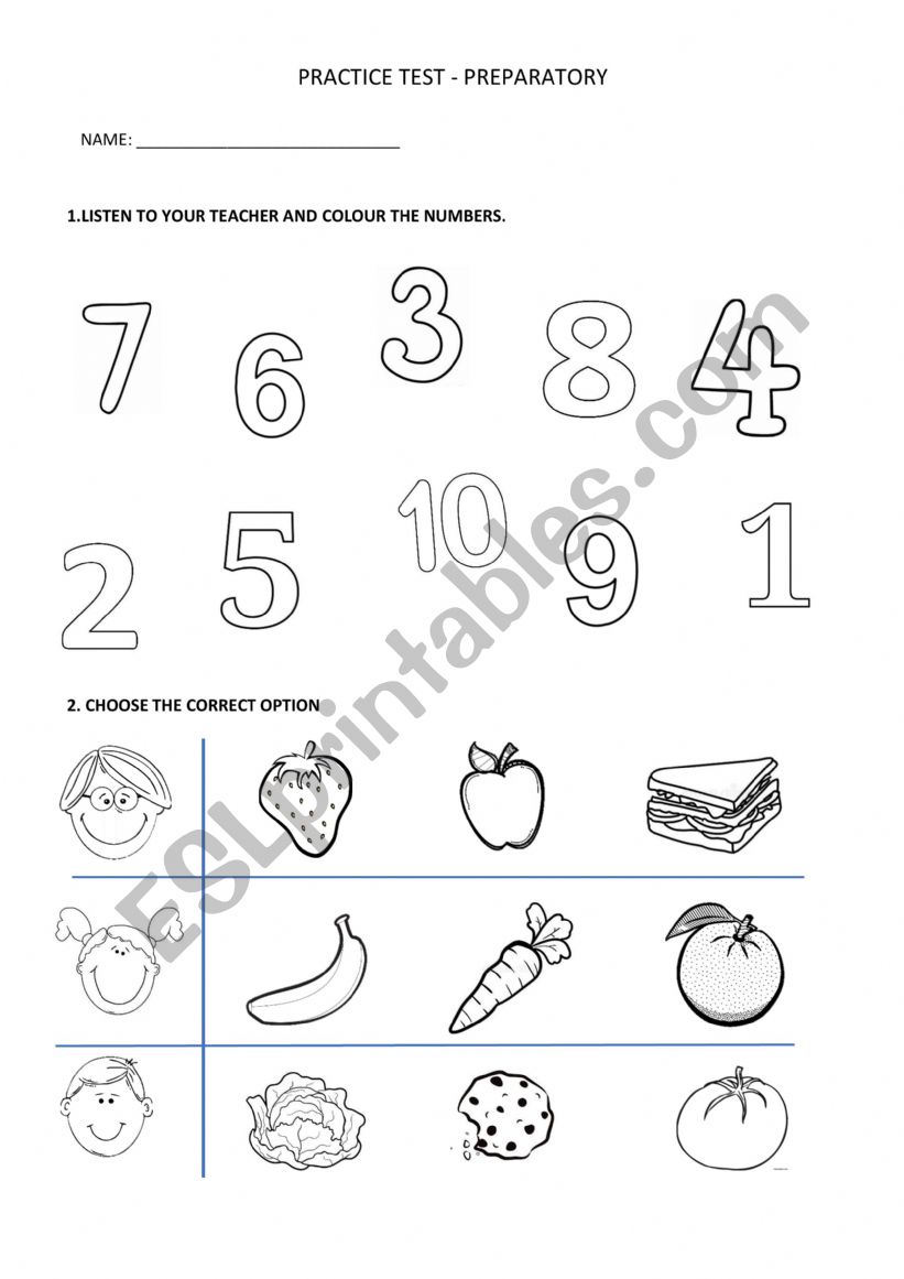 PRACTICE TEST worksheet