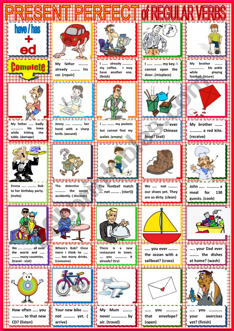 Present perfect with regular verbs.