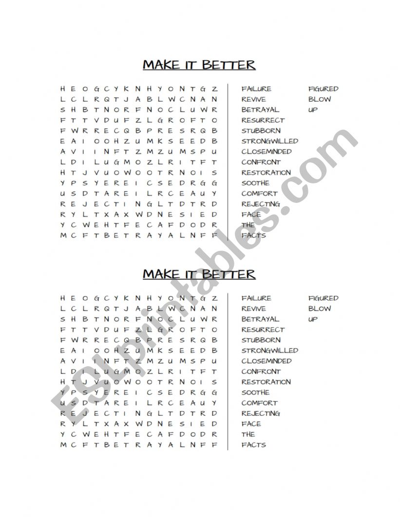 VACABULARY MAKE IT BETTER PUZZLE