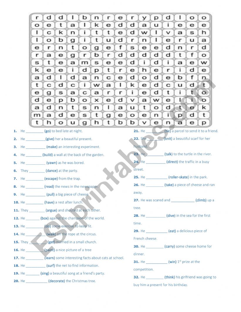 past simple worksheet