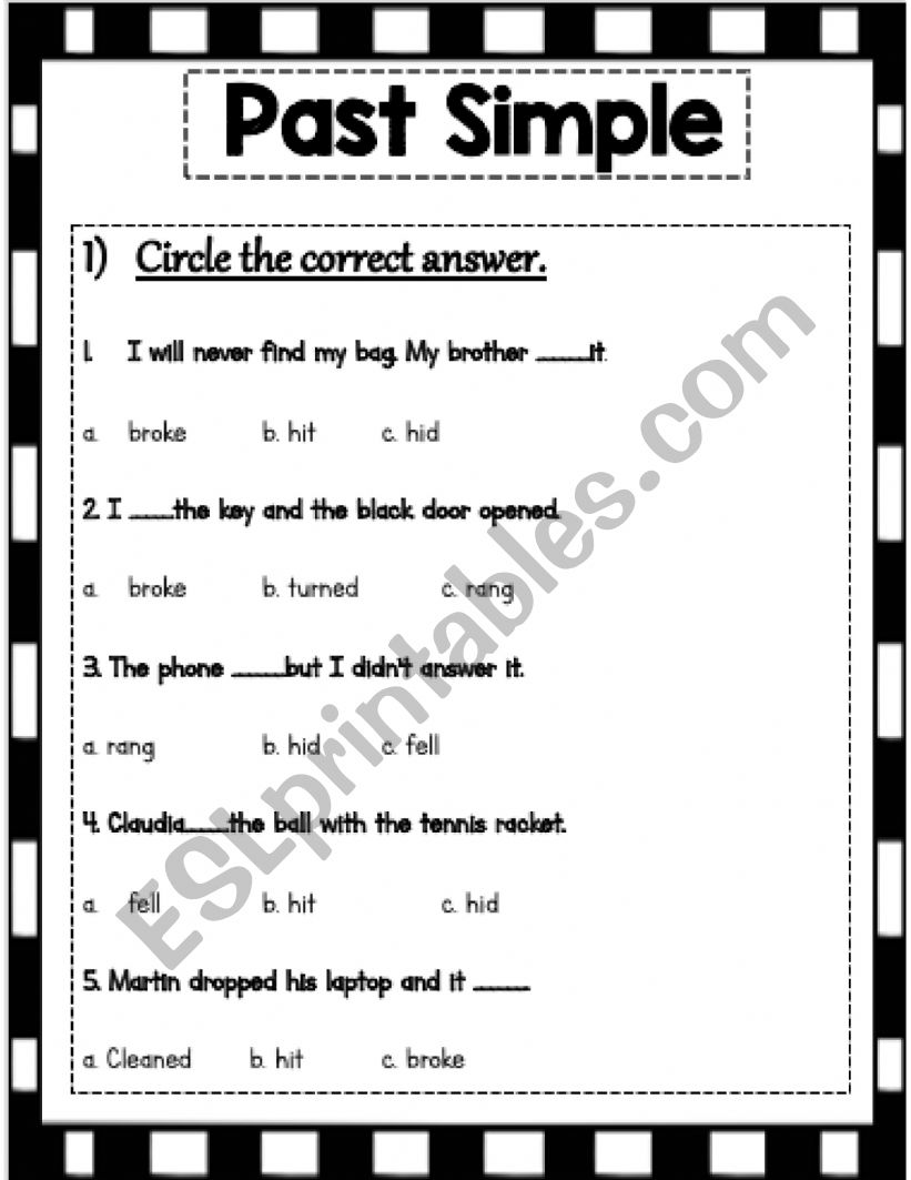 PAST SIMPLE REVIEW worksheet