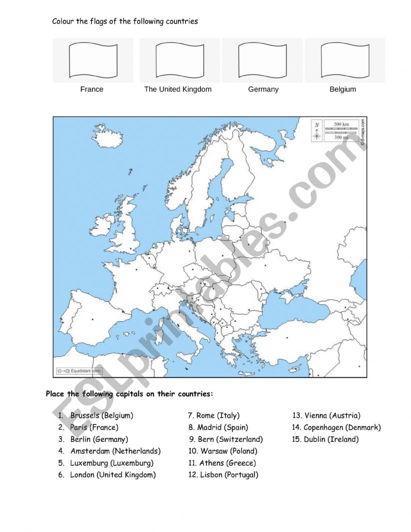 Capitals of Europe  worksheet
