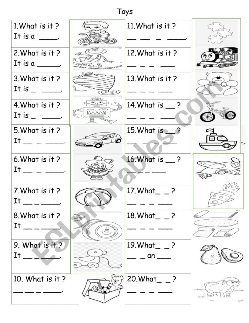 Toys for young learners worksheet