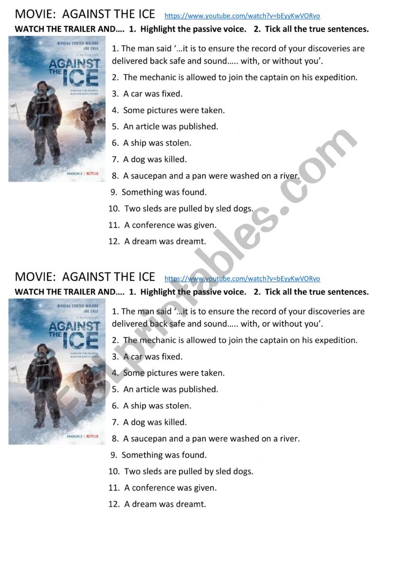 Move trailer: Against the ice   (Passive Voice) 