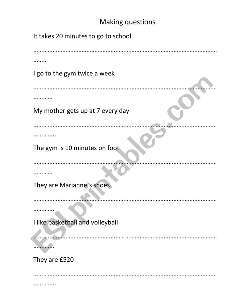 making questions worksheet