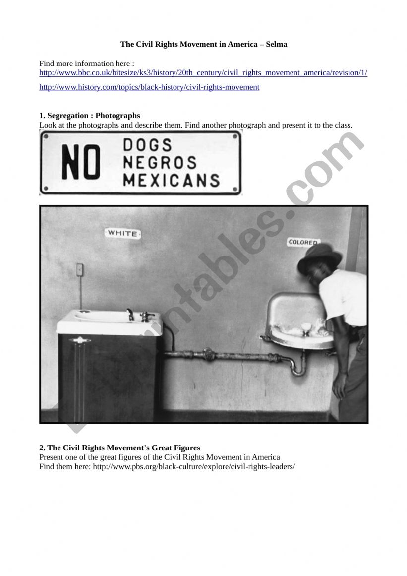 civil rights movement worksheet