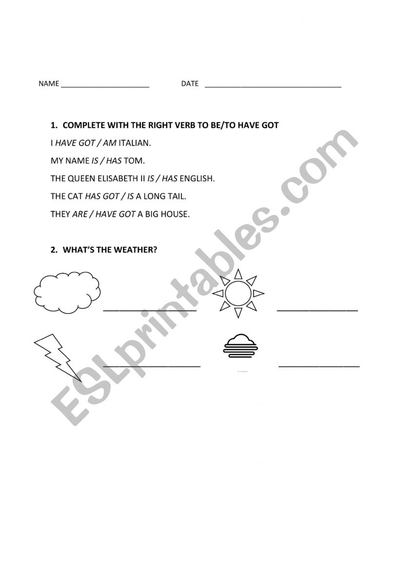 English test for DSA worksheet
