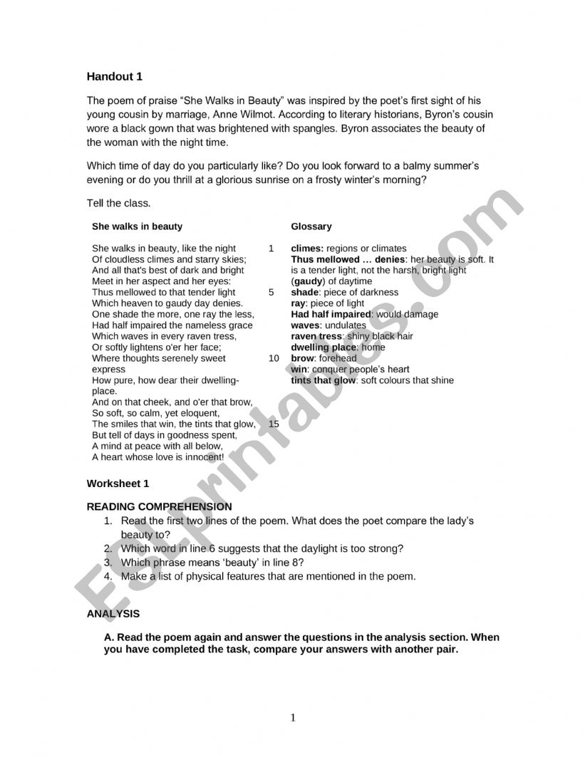 Poem worksheet