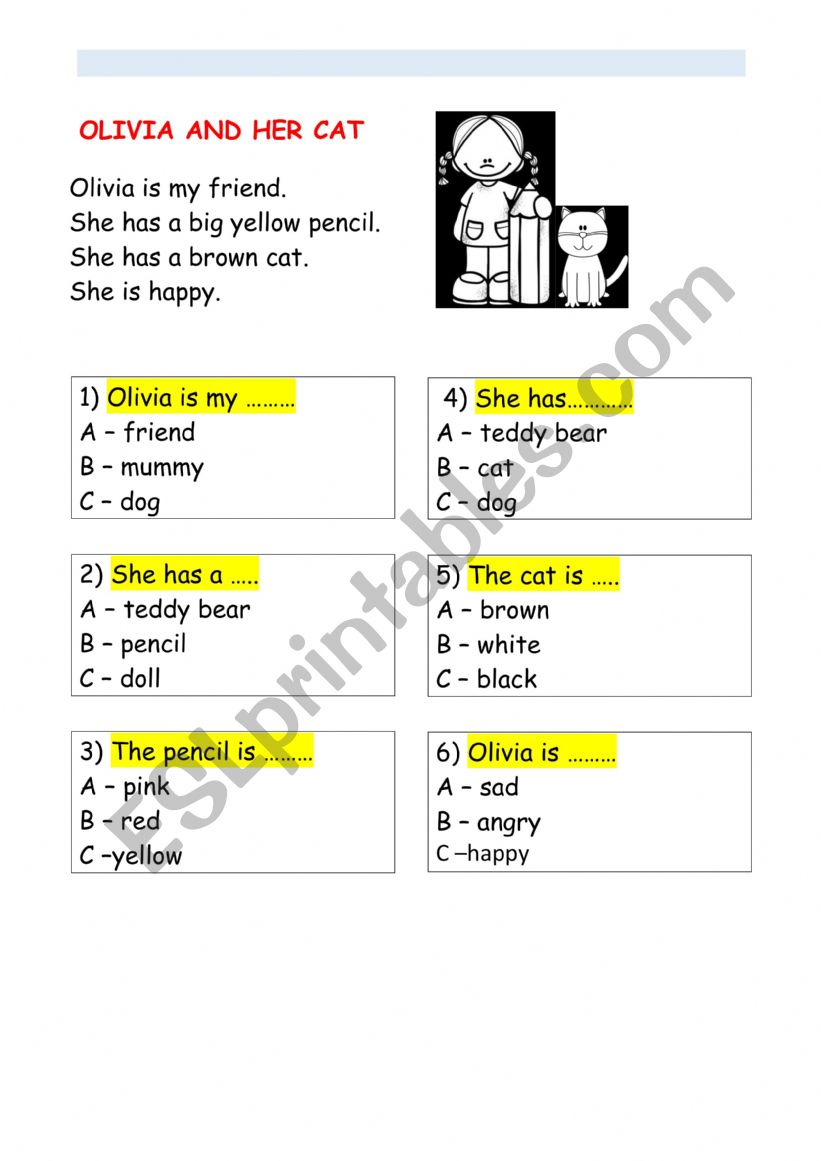 Reading comprehension worksheet