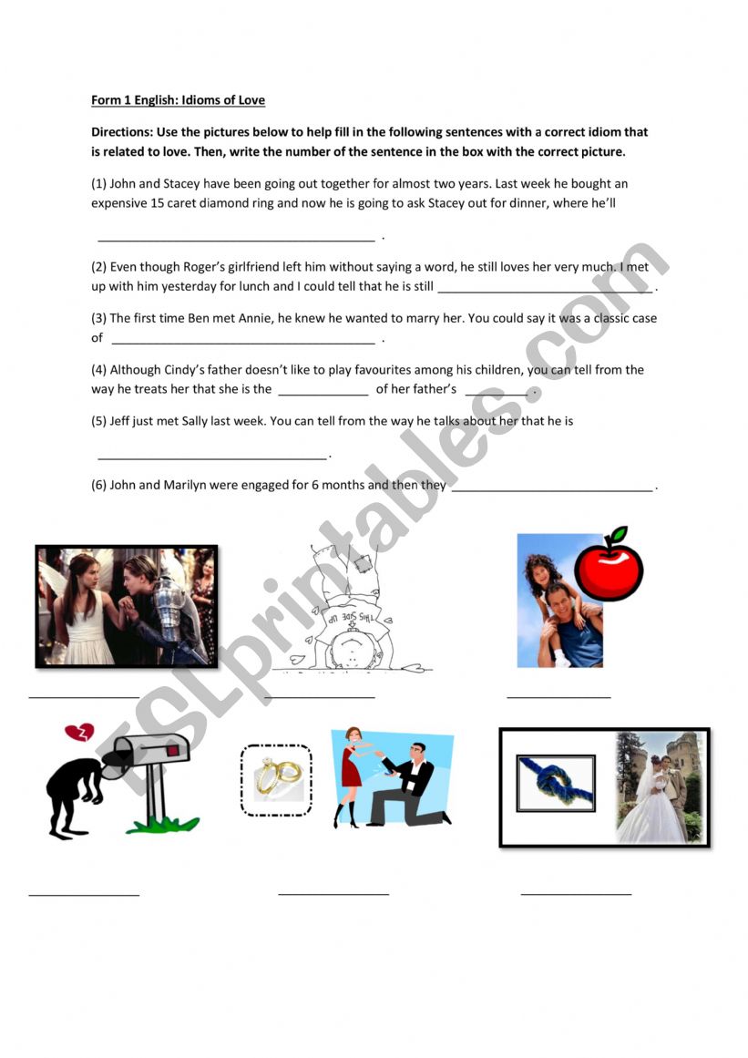 Love Idioms worksheet