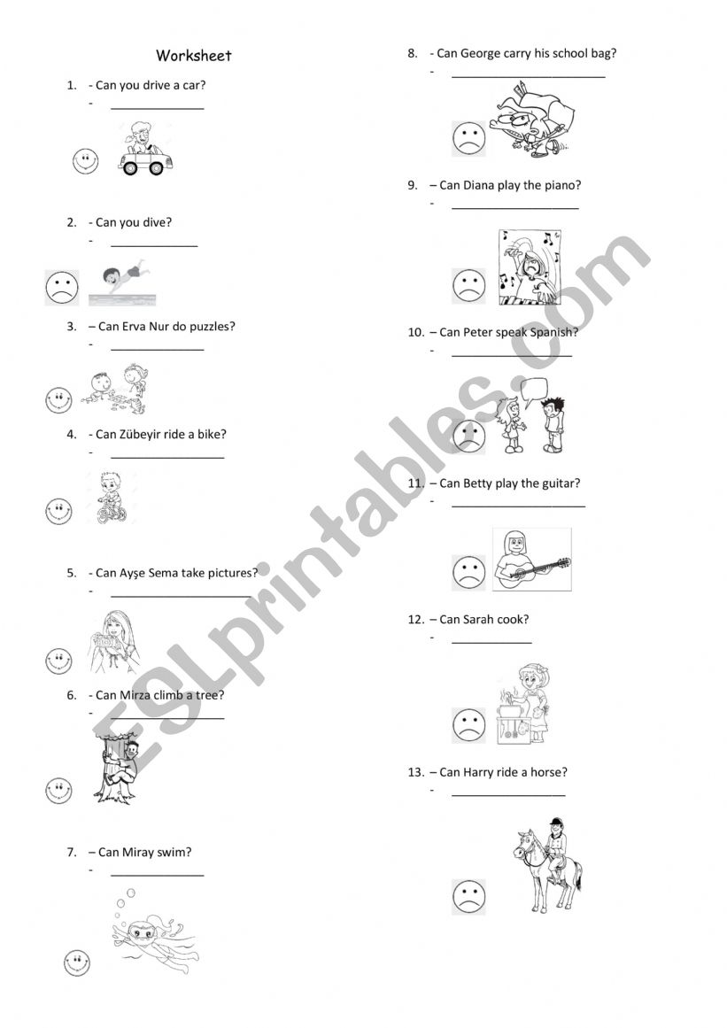 Can You ... ? worksheet