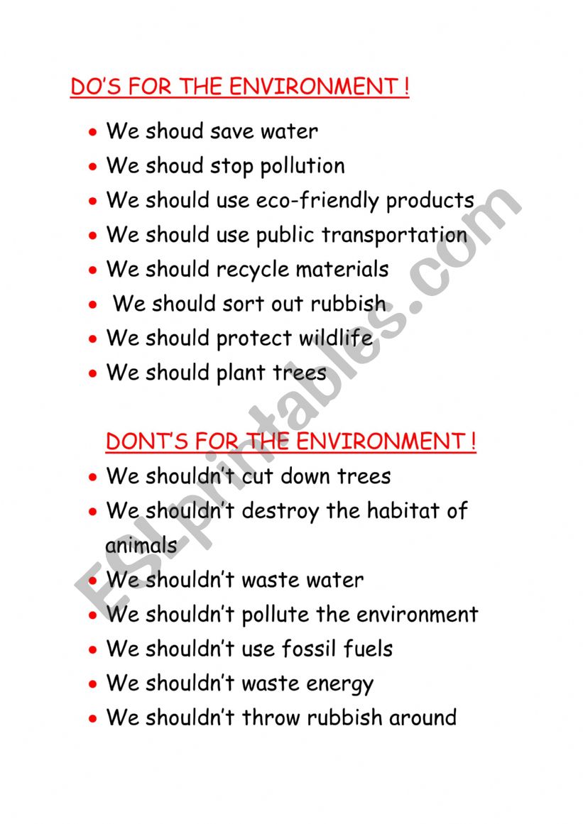  ENVIRONMENT POSTER worksheet