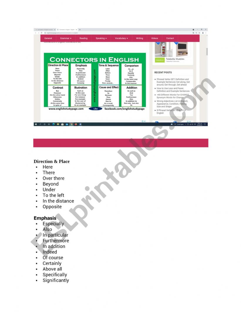 Table of logical connectors worksheet