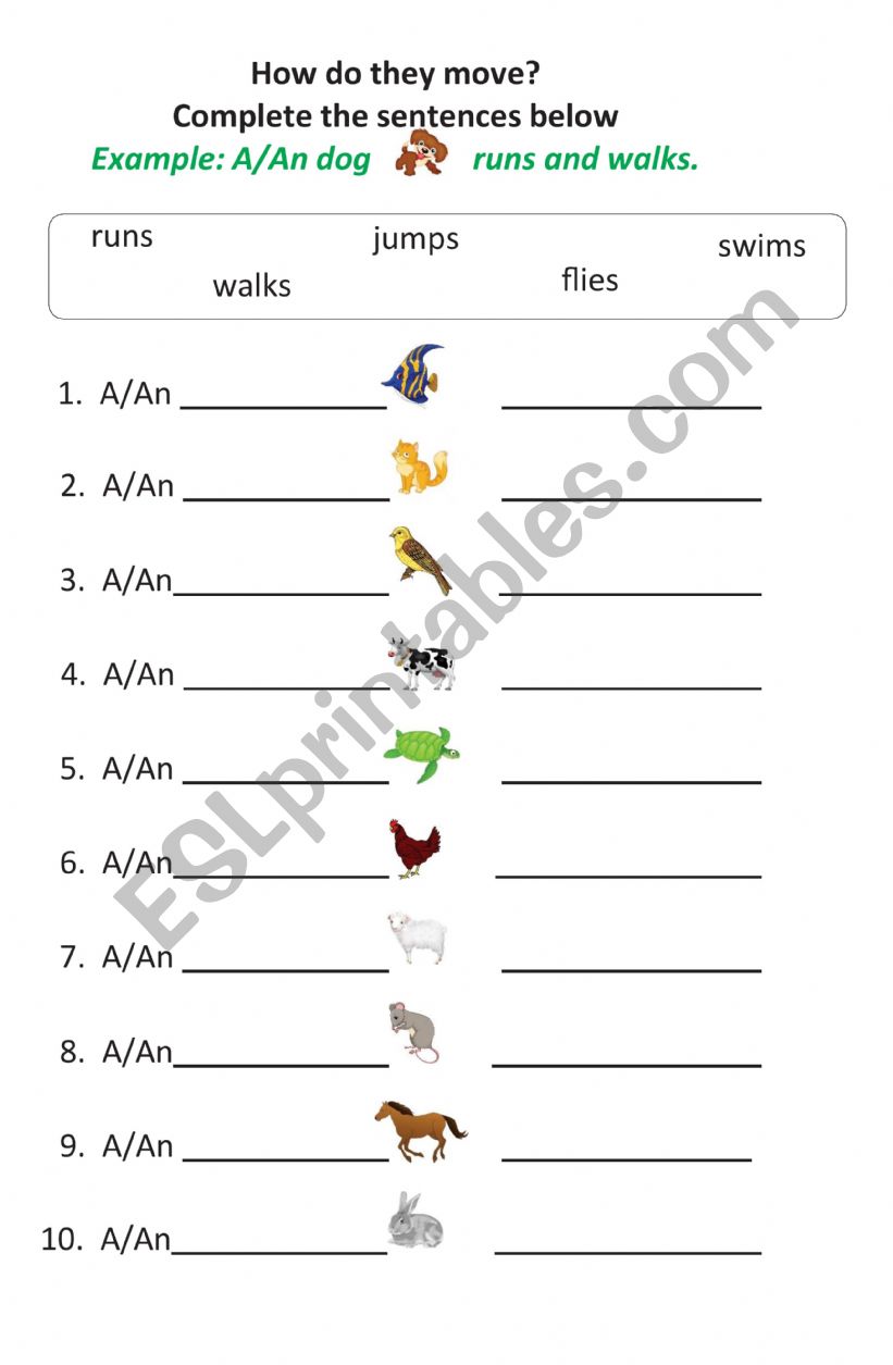 How do these animals move? - ESL worksheet by nenyuliana How do these animals move? - ESL worksheet by nenyuliana