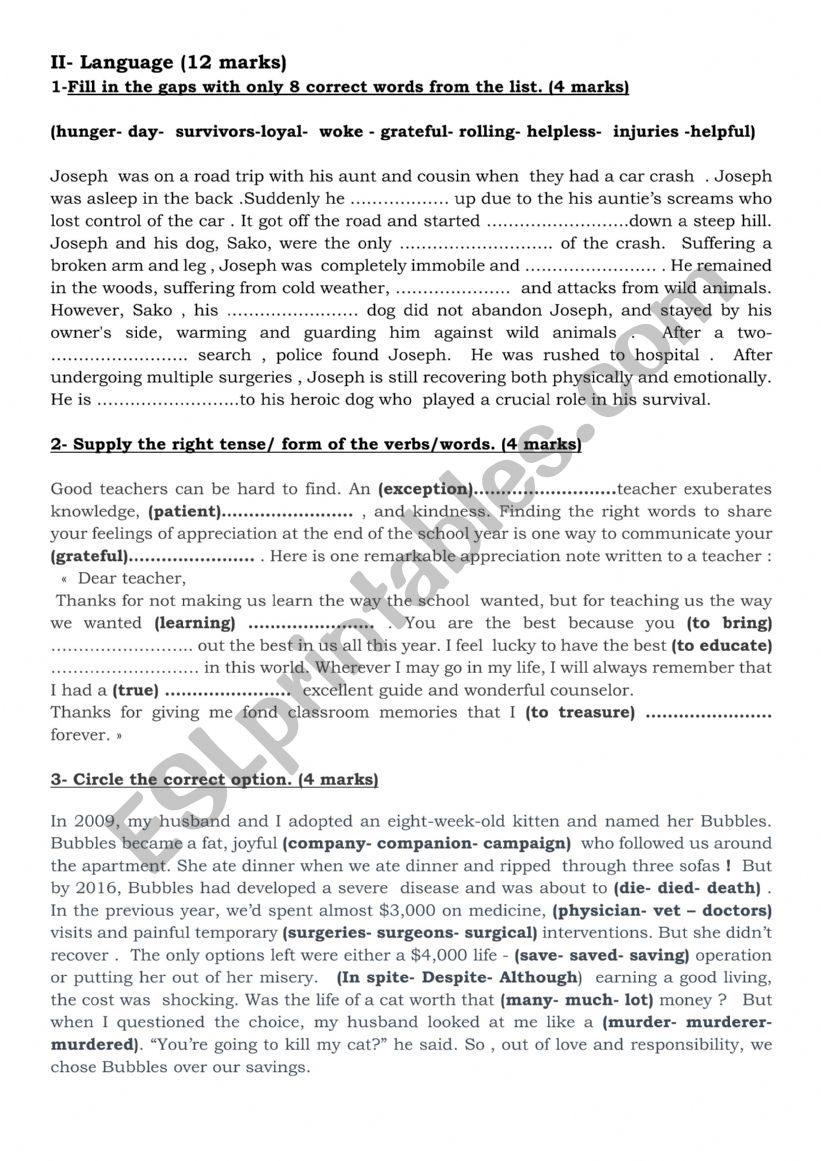 First form Mid of term 3 test 