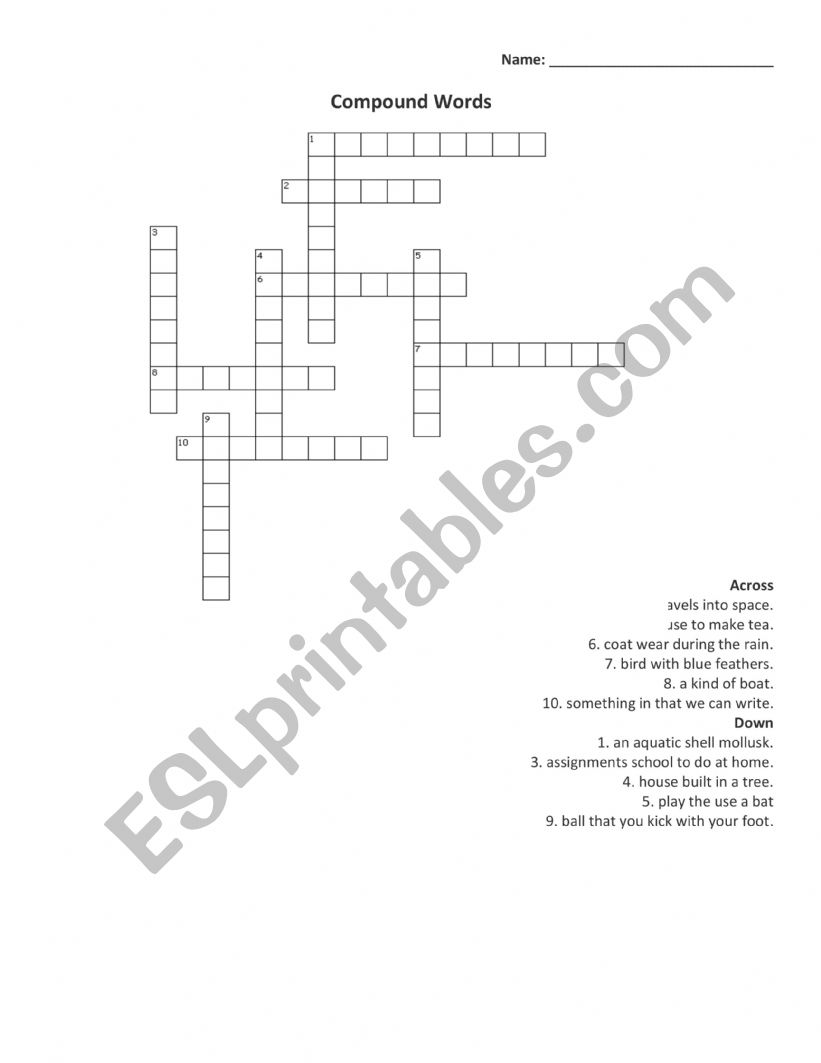 Compound words worksheet