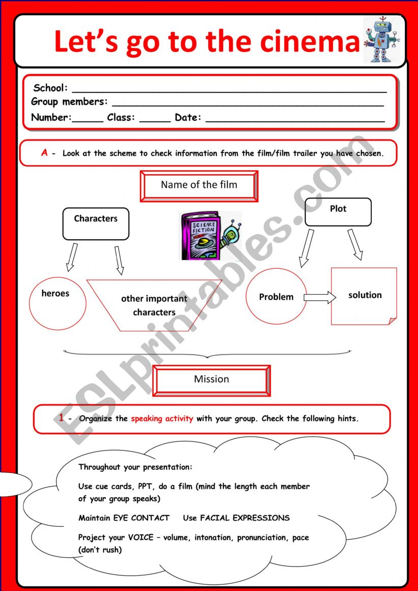 Films - Oral Presentation worksheet