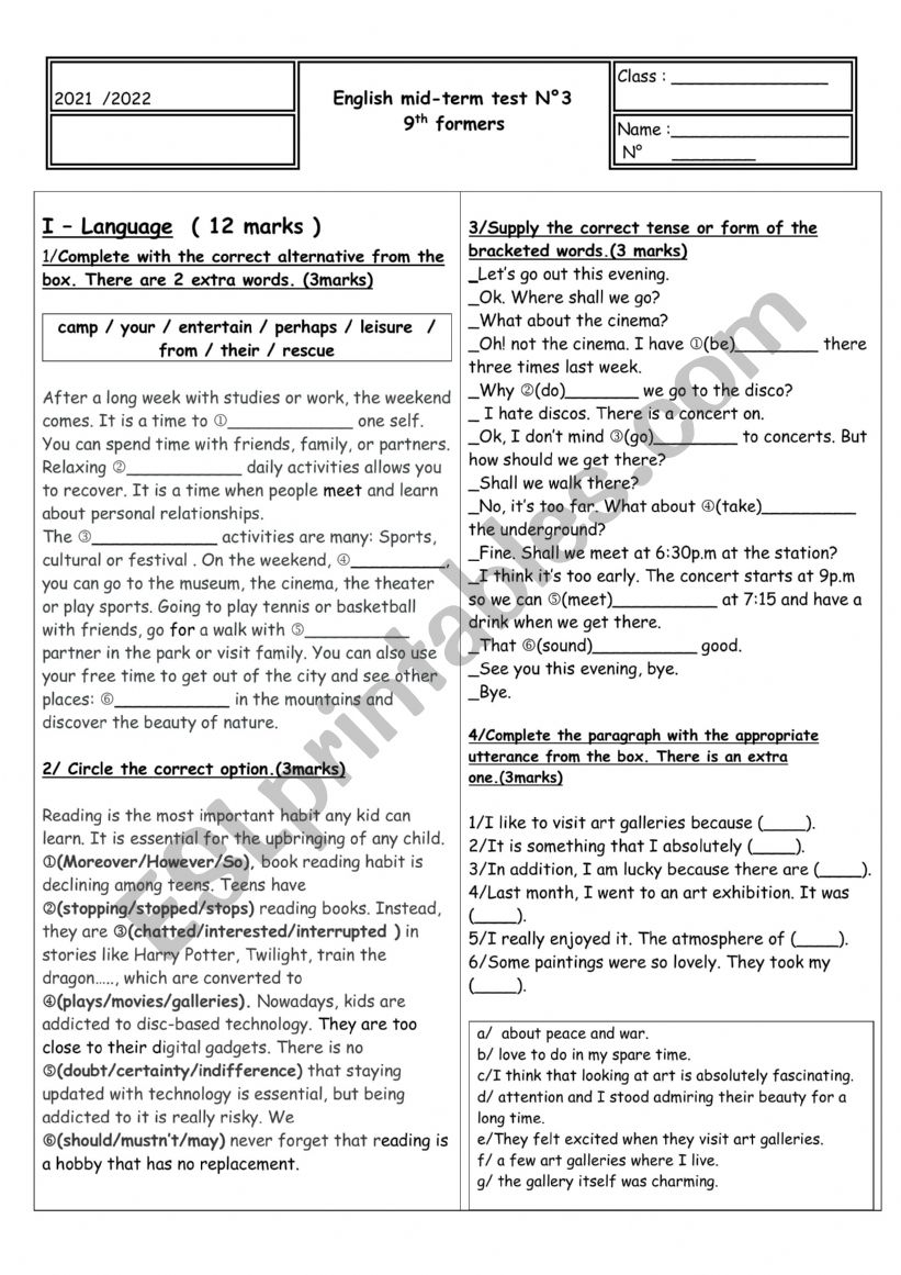 OT9_3_2022 entertainment worksheet