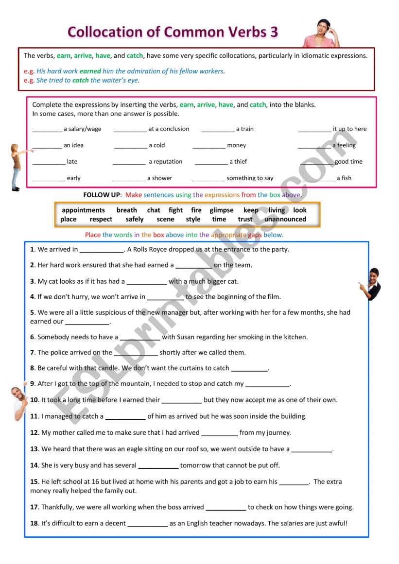 Common Verb Collocations 3 worksheet