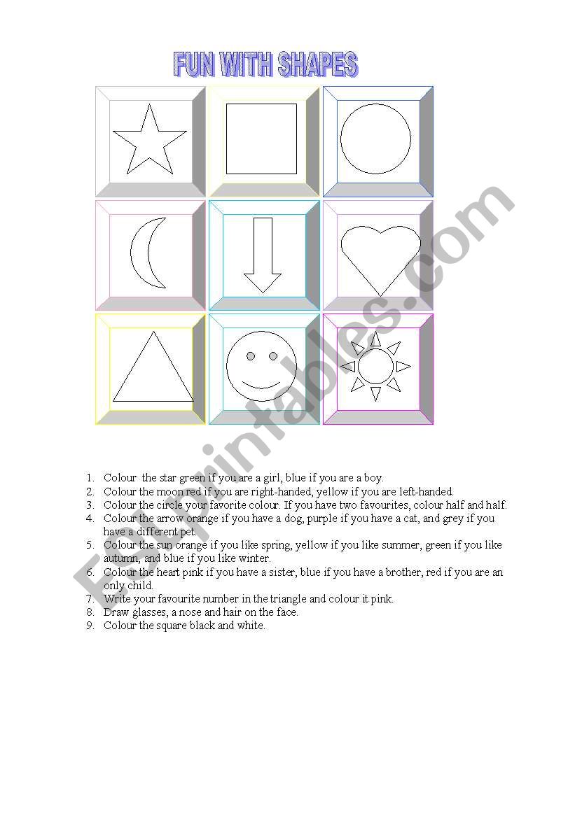 FUN WITH SHAPES worksheet