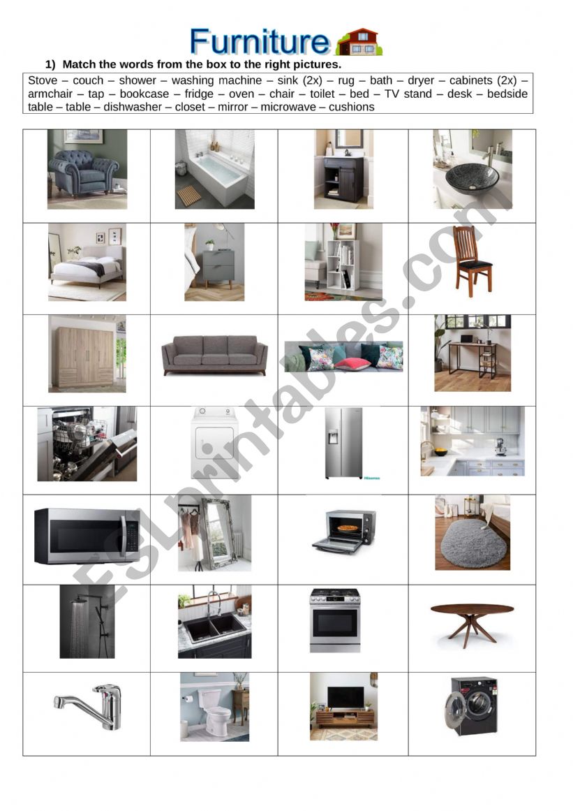 Furniture worksheet