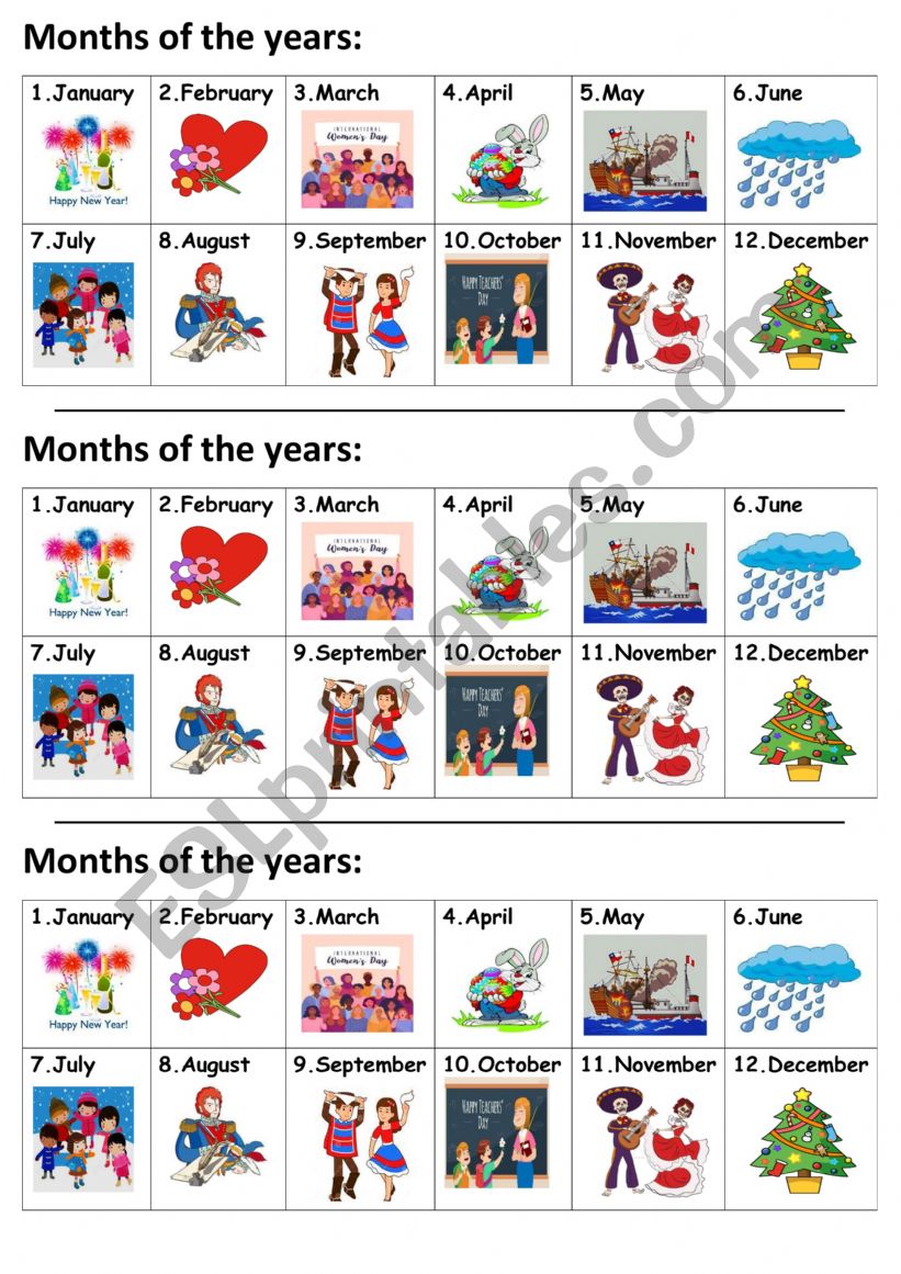 Months of the year worksheet