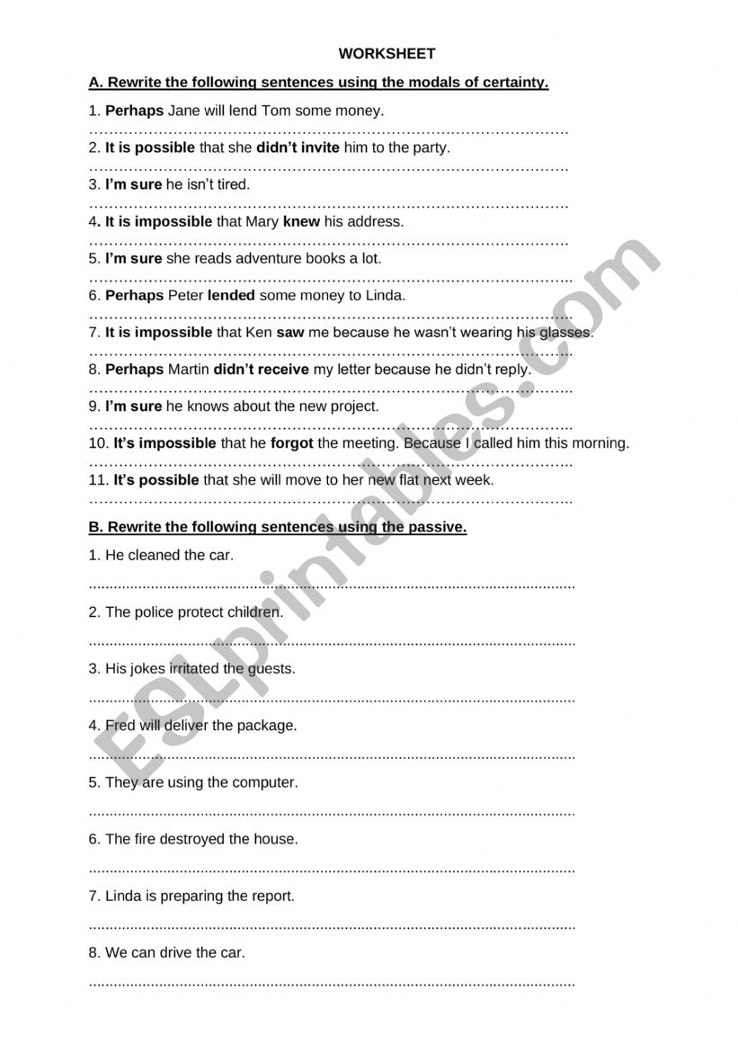 Tense Revision worksheet