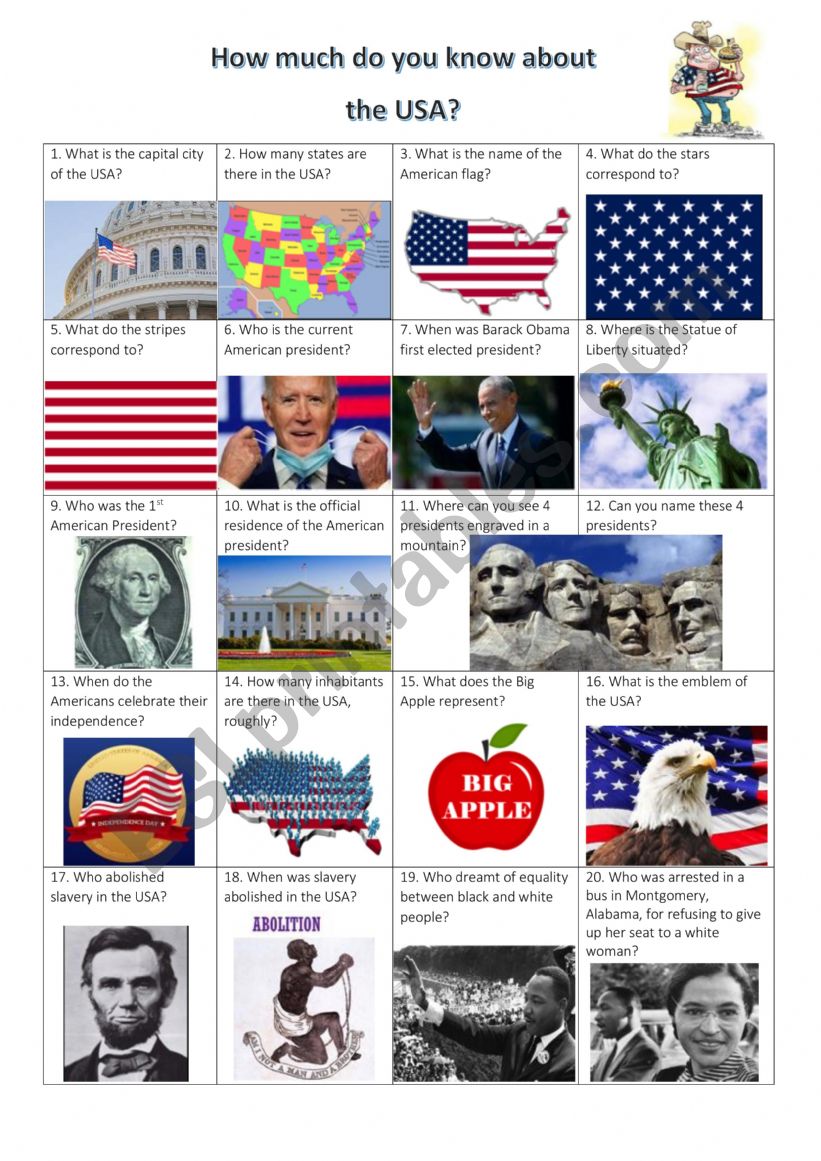 AMERICAN QUIZ worksheet