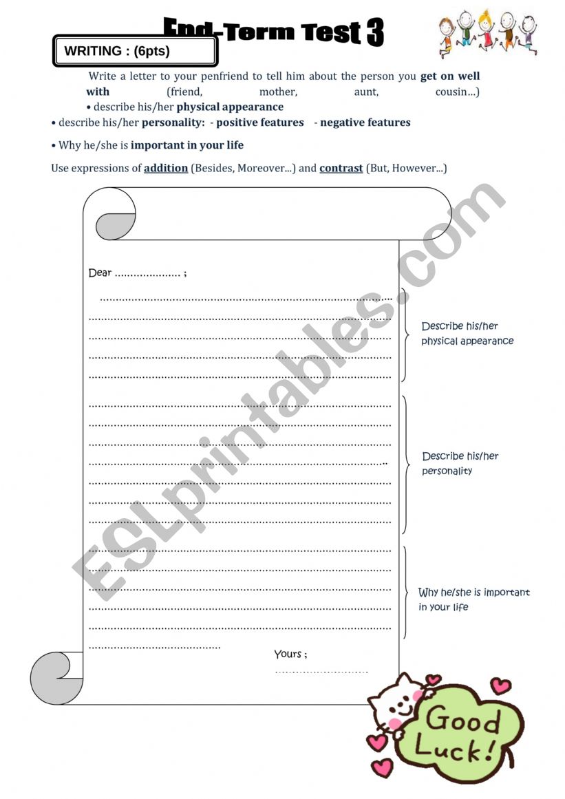 end of term test 3 8th WRITING