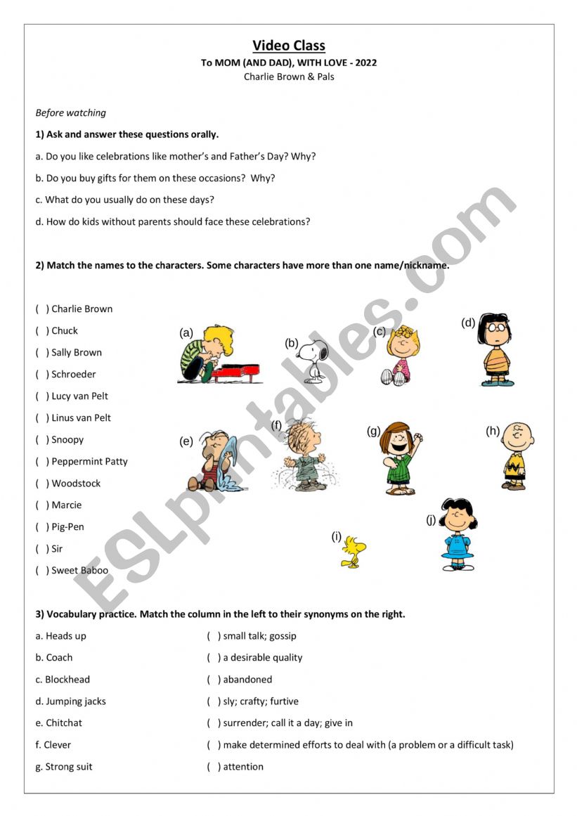 Video Class - Peanuts - To Mom (and Dad), with love