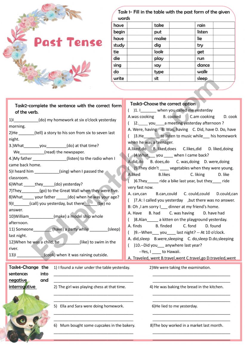 simple past tense worksheet