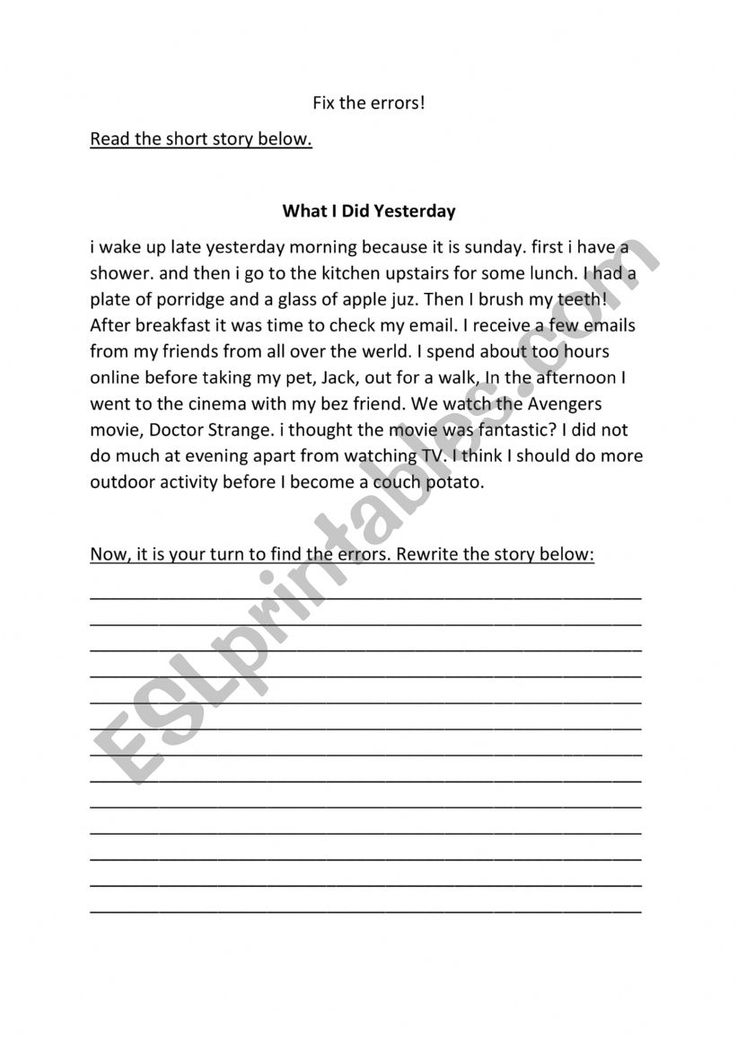 Fix the errors! worksheet