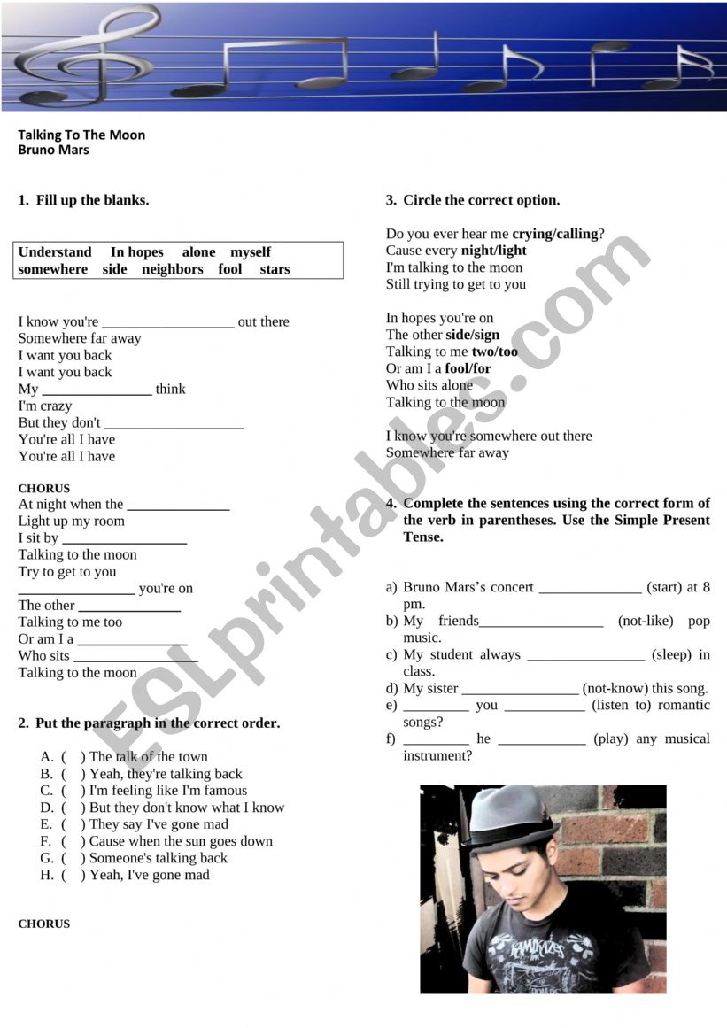 Talking to the moon  worksheet