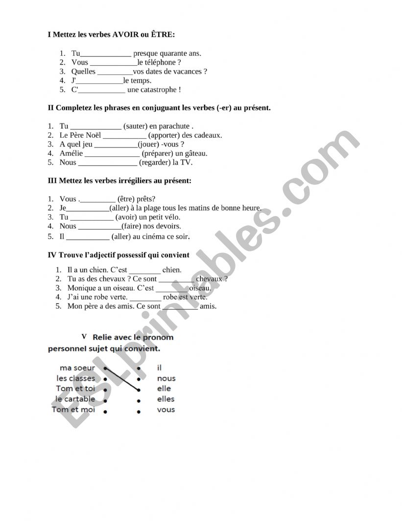 Present, Future proche worksheet