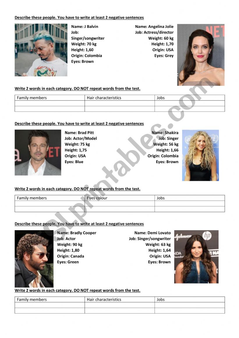 Describe the people! worksheet