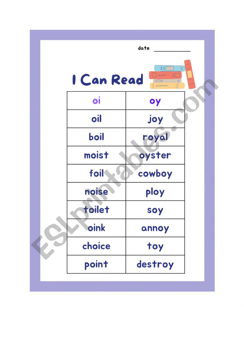 Oi/oy phonics worksheet