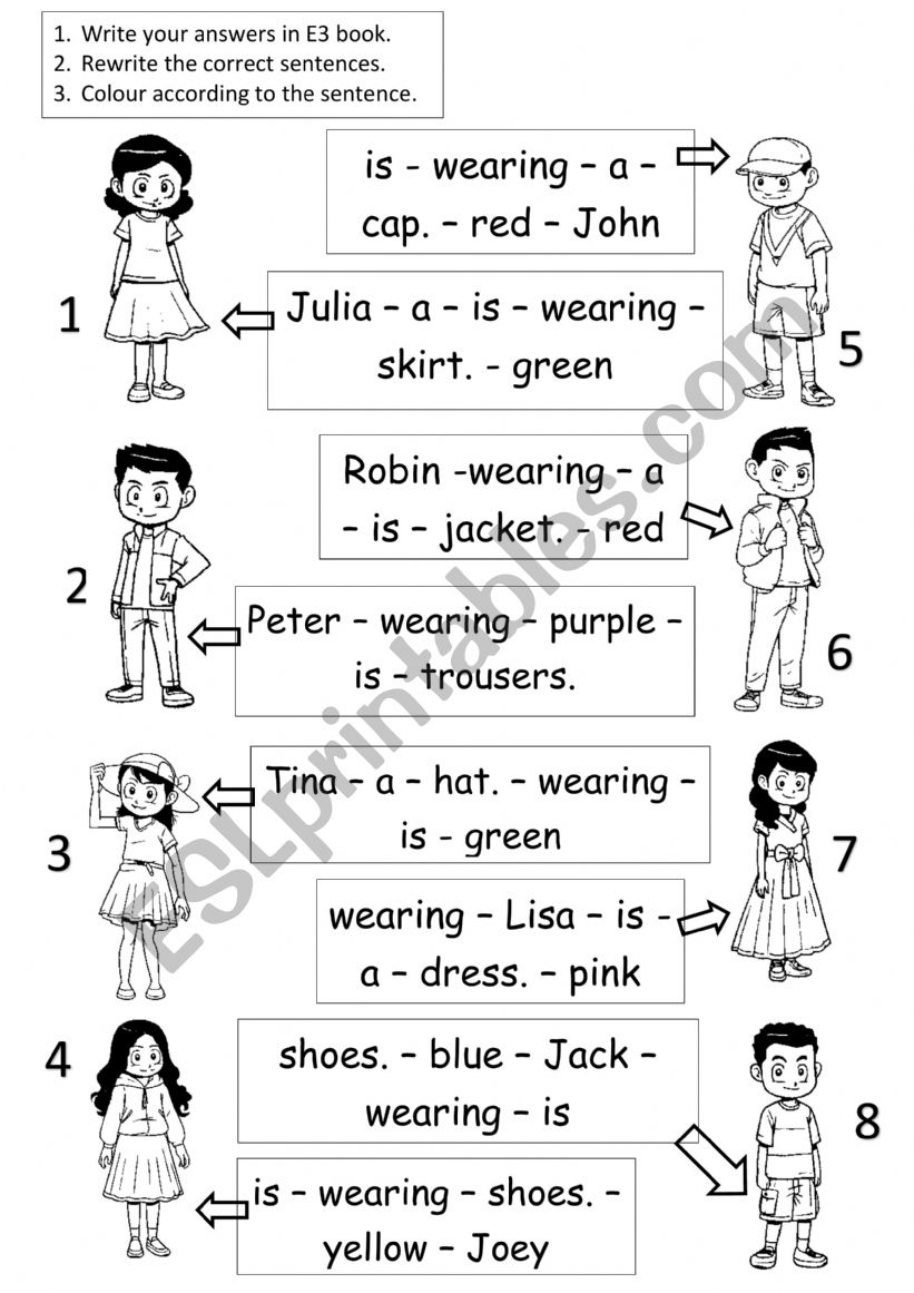 Arranging Words into Sentences of Clothes