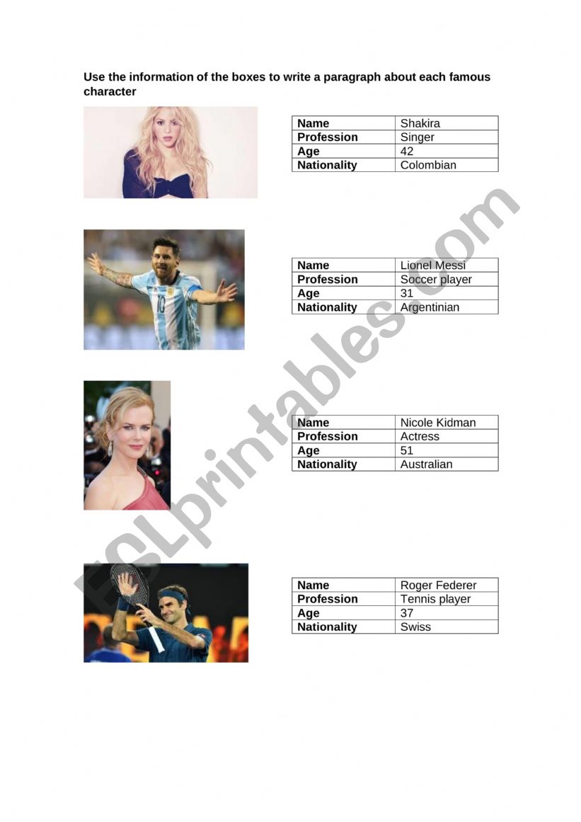 Famous People worksheet