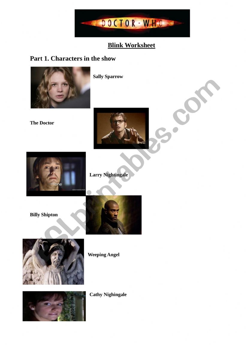 Doctor WHo Blink  worksheet