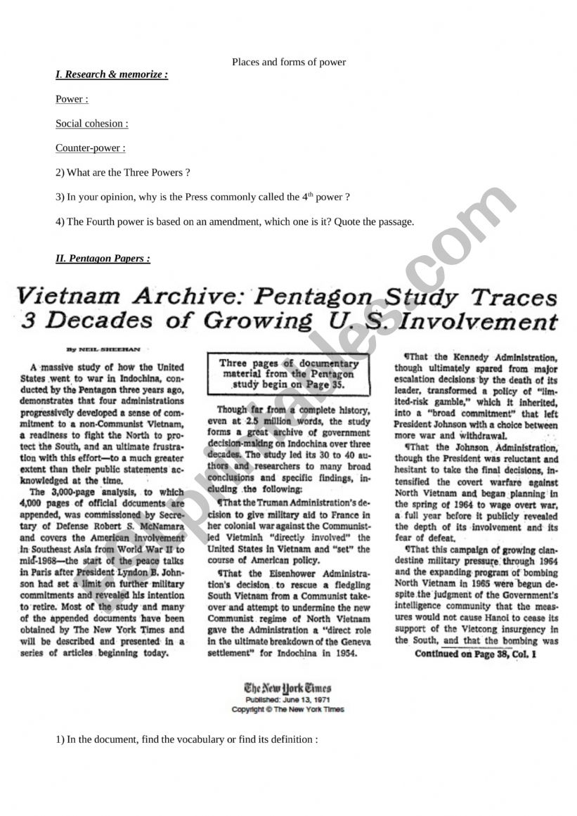The Power of Media  Pentagon Papers