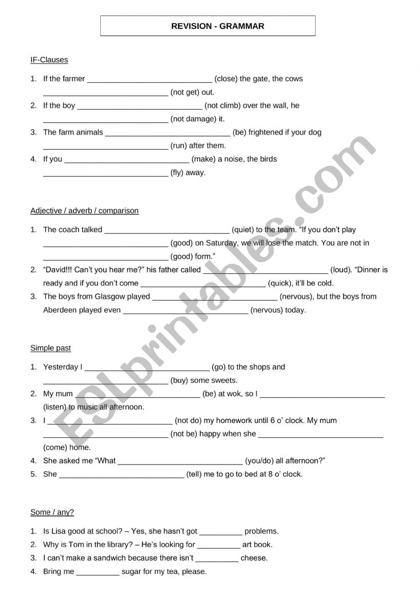 Revision_grammar_grade 7 - ESL worksheet by finchen04