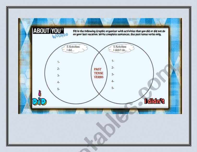 Graphic Organizer past tense sentences