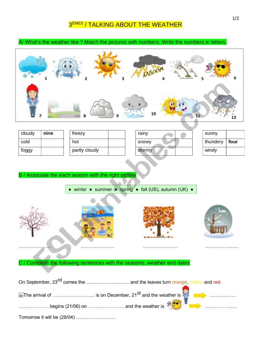 Weather worksheet