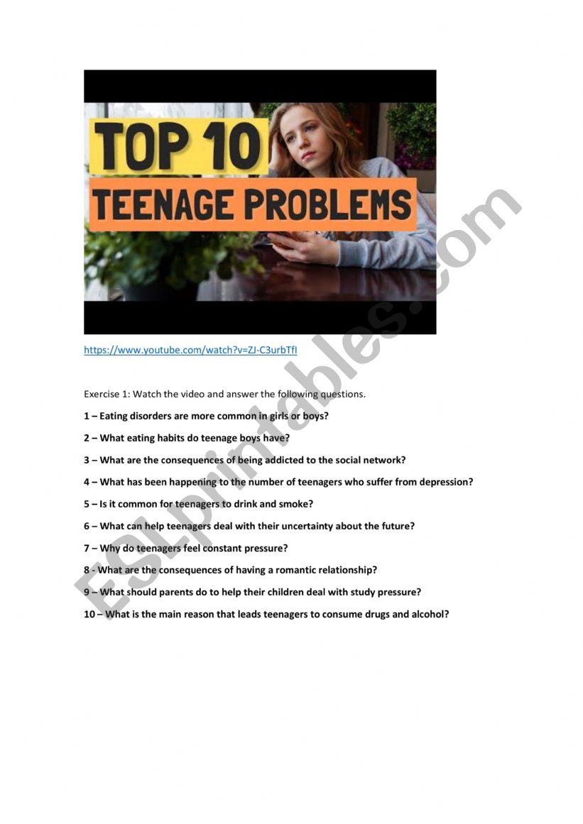 Top 10 problems teenagers face today