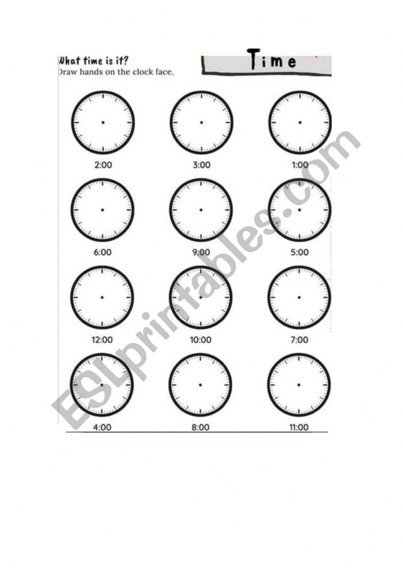 Complete the Clocks worksheet